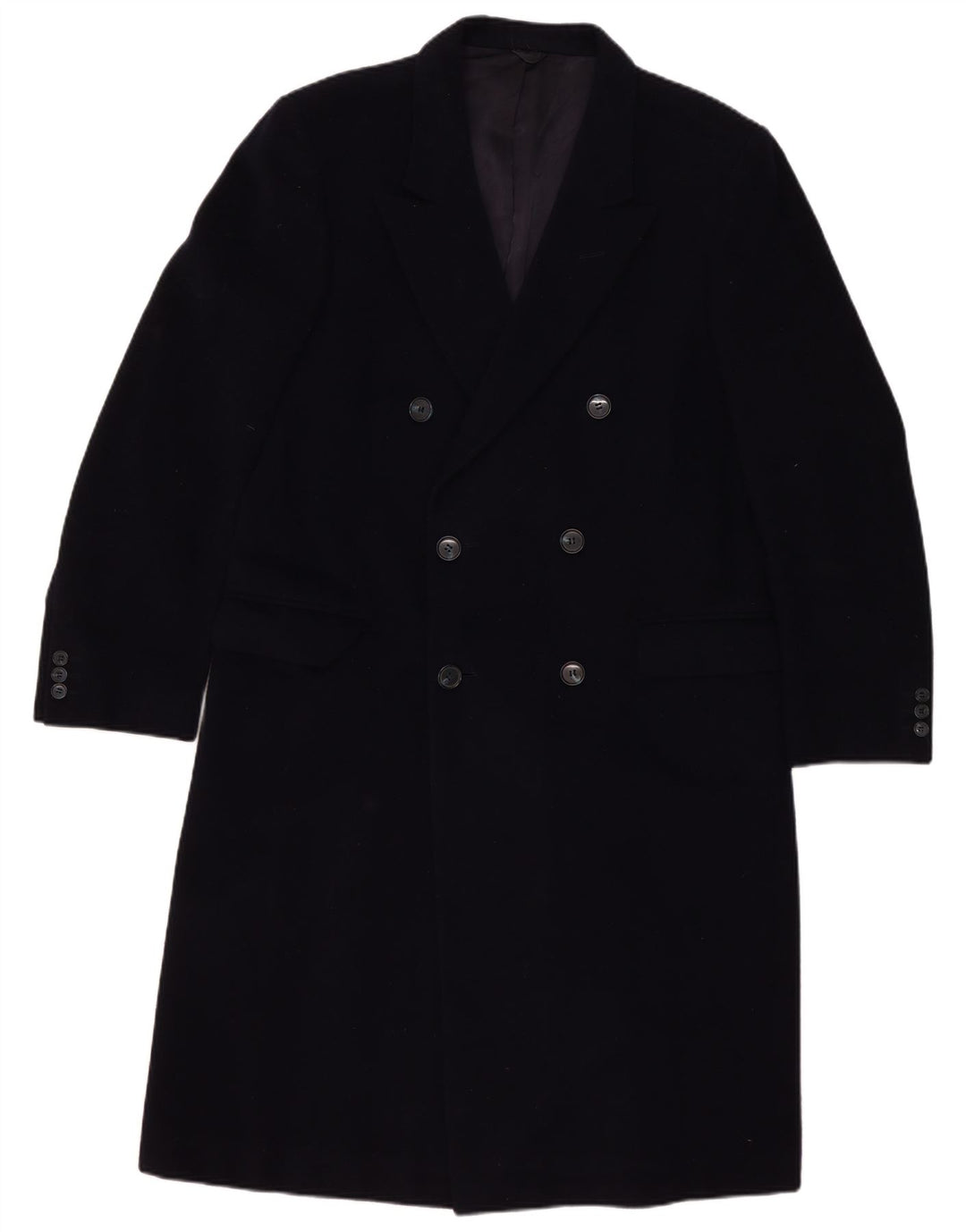 Sespi Mens Double Breasted Coat UK 38 Medium Navy Blue Virgin Wool