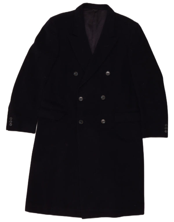 Sespi Mens Double Breasted Coat UK 38 Medium Navy Blue Virgin Wool