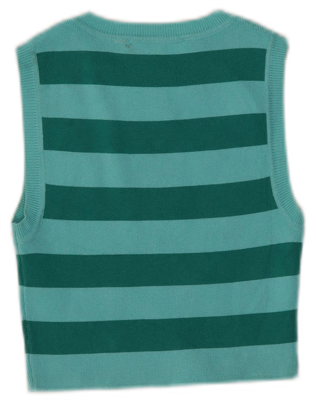 Zara Womens Crop Vest Top UK 8 Small Blue Striped Viscose
