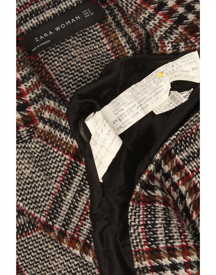Zara Womens Oversized Overcoat UK 10 Small Grey Plaid Viscose