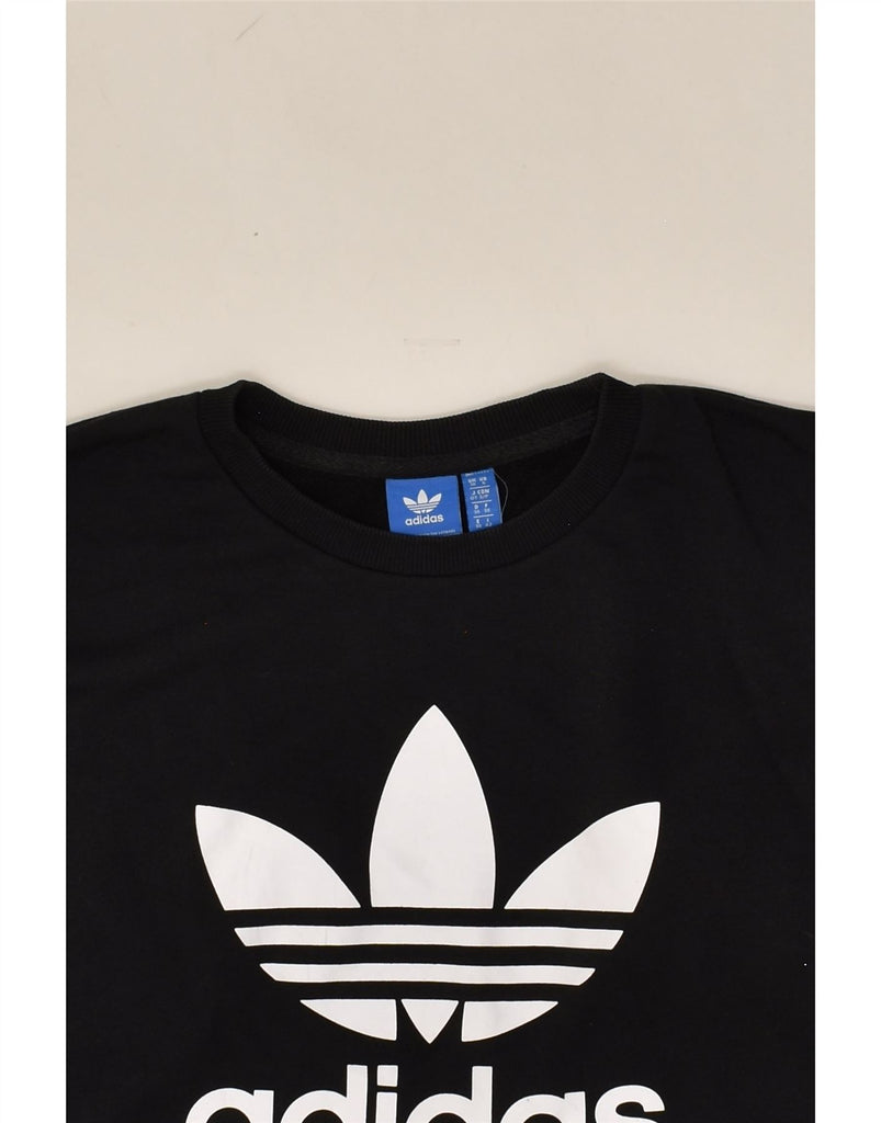 ADIDAS Womens Graphic Sweatshirt Jumper UK 10 Small  Black Cotton | Vintage Adidas | Thrift | Second-Hand Adidas | Used Clothing | Messina Hembry 