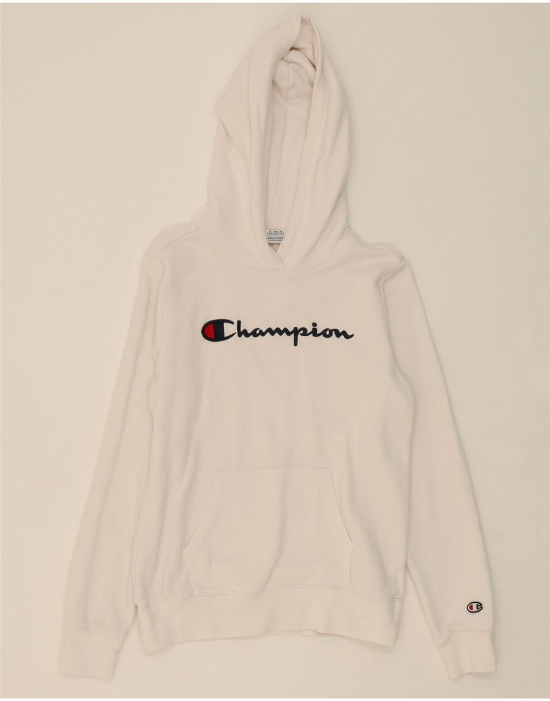 CHAMPION Womens Graphic Hoodie Jumper UK 10 Small White Vintage Champion and Second-Hand Champion from Messina Hembry 