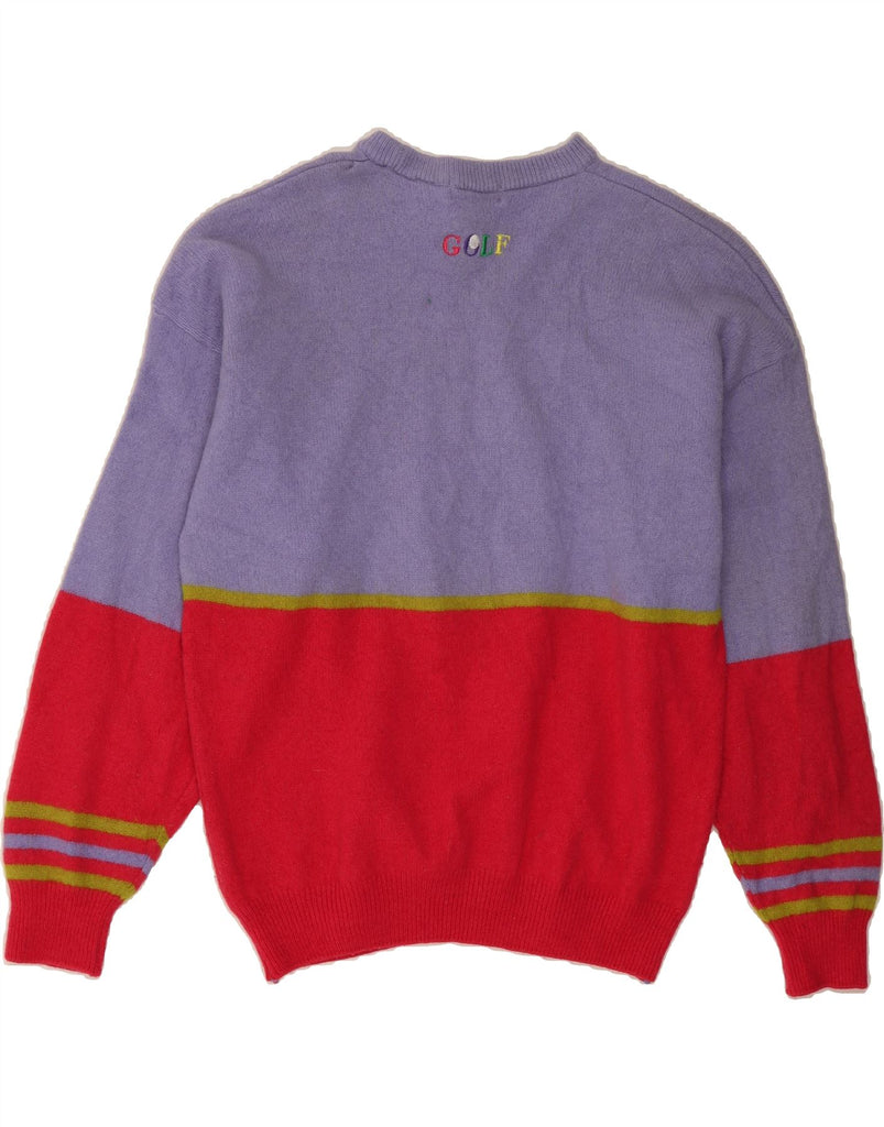 PACO Womens Boat Neck Jumper Sweater UK 12 Medium Purple Colourblock Vintage Paco and Second-Hand Paco from Messina Hembry 
