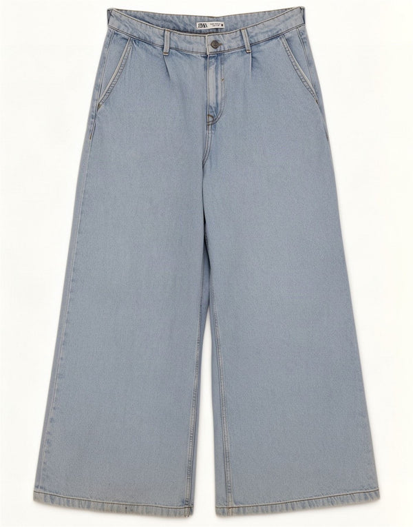 Zara Womens High Waist Wide Leg Jeans EU 40 Medium W30 L28 Blue