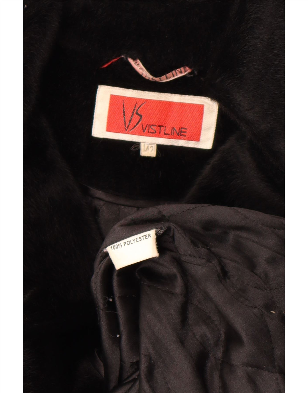 Vintage Womens Faux Fur Overcoat IT 42 Medium Black Polyester
