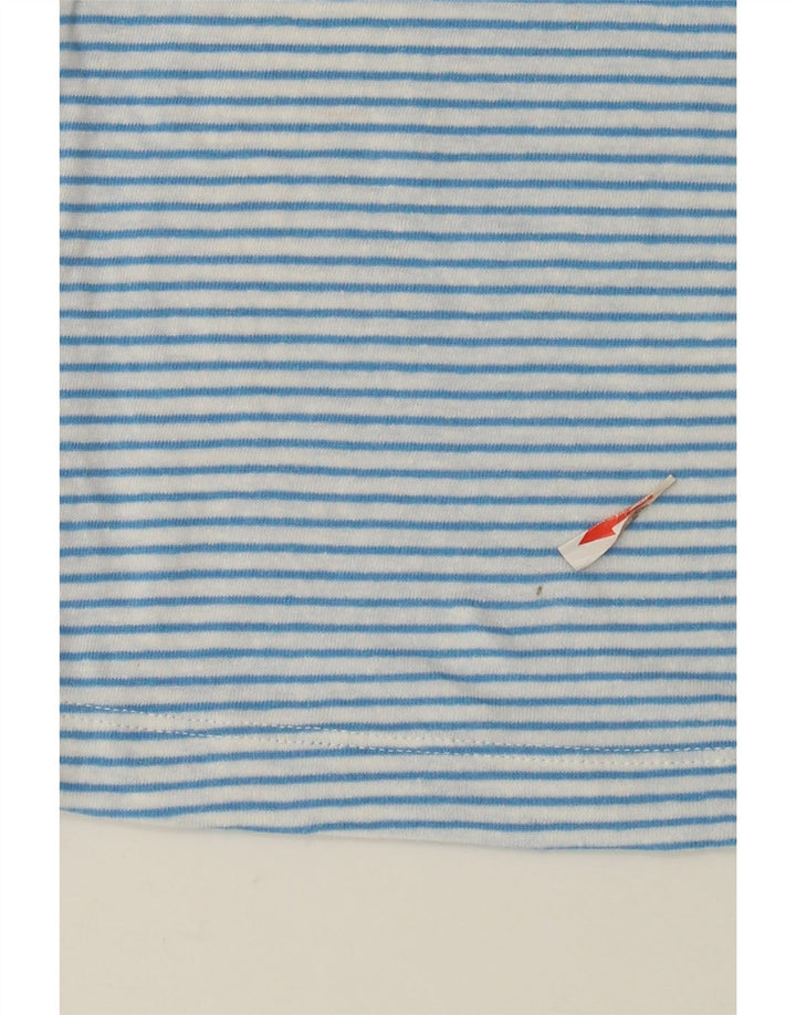 Marks & Spencer Womens T-Shirt Top UK 12 Medium Blue Striped Linen