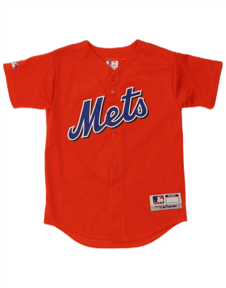 Majestic Boys Mets Graphic Jersey Top 13-14 Years Medium Orange Polyester