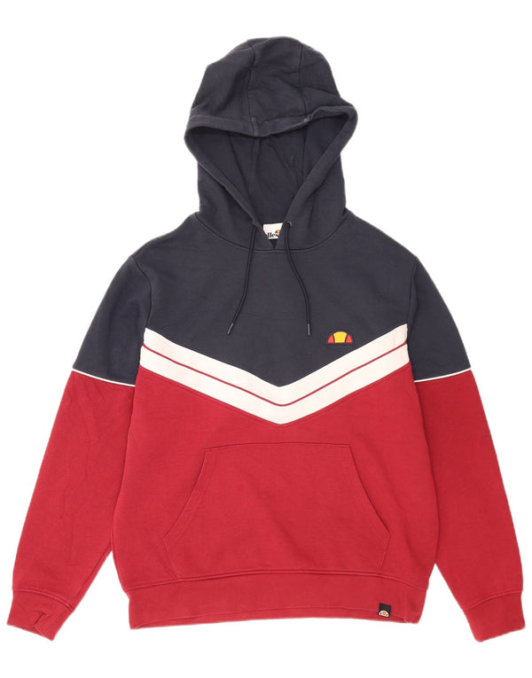 Ellesse Mens Hoodie Jumper Small Navy Blue Colourblock Cotton