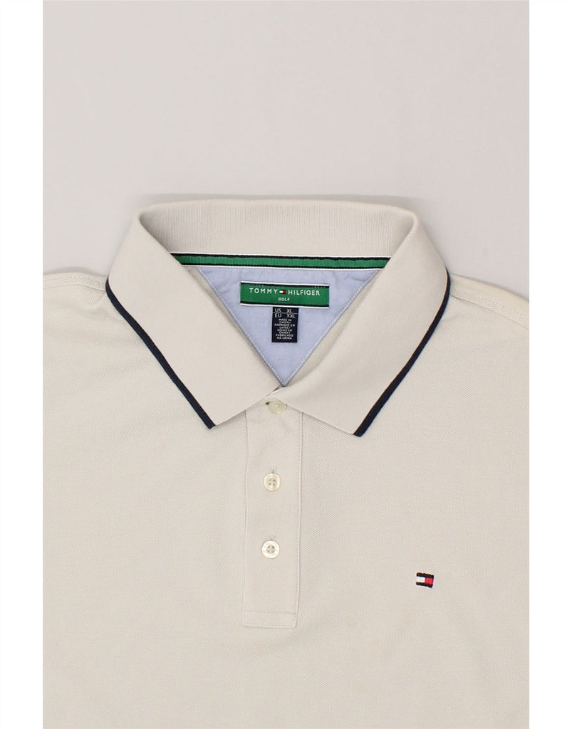 TOMMY HILFIGER Mens Golf Polo Shirt 2XL Beige Cotton | Vintage Tommy Hilfiger | Thrift | Second-Hand Tommy Hilfiger | Used Clothing | Messina Hembry 