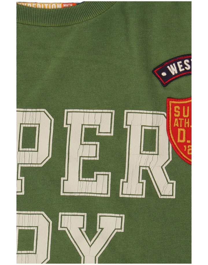 SUPERDRY Mens Graphic T-Shirt Top Small Green Cotton