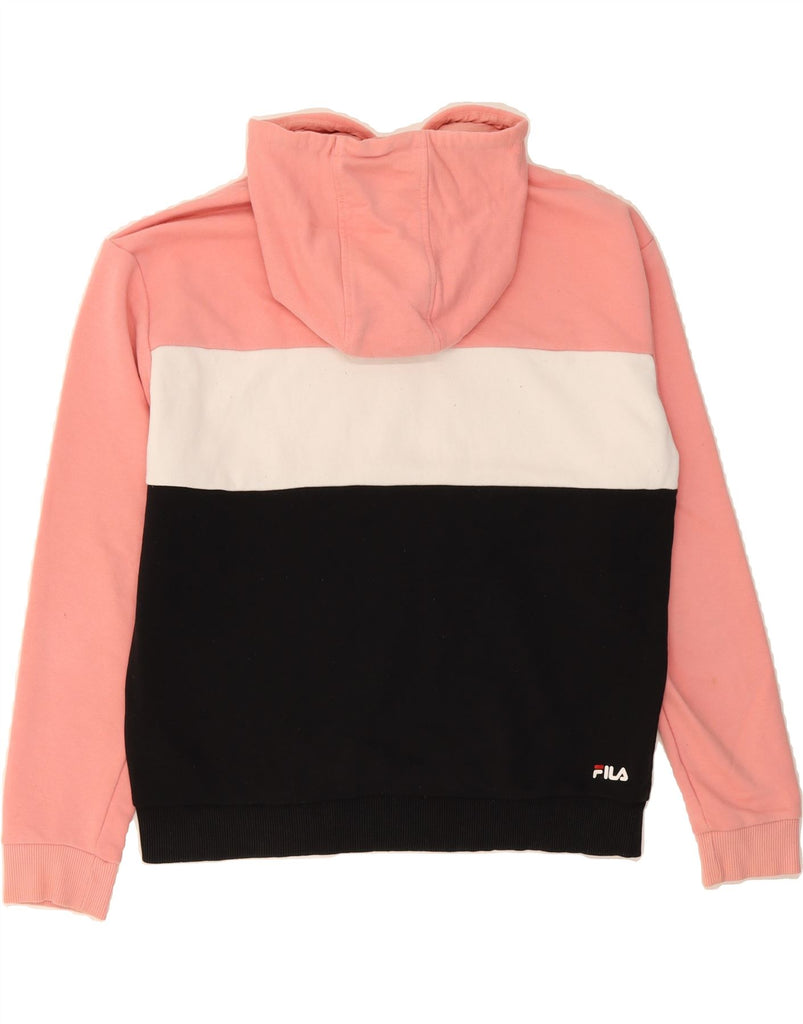 FILA Womens Graphic Hoodie Jumper UK 16 Large Multicoloured Colourblock Vintage Fila and Second-Hand Fila from Messina Hembry 