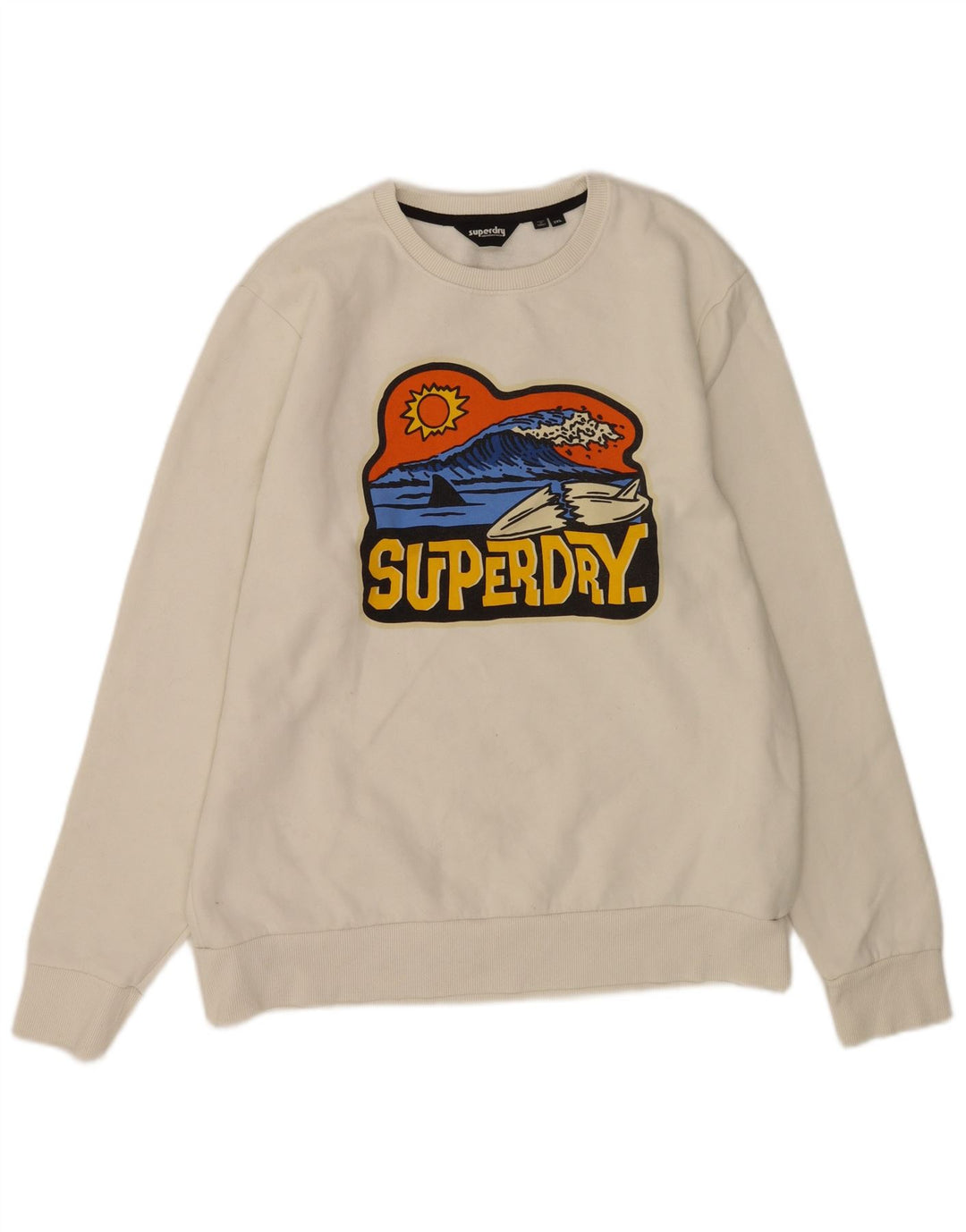 Superdry Mens Graphic Sweatshirt Jumper 2XL White Cotton