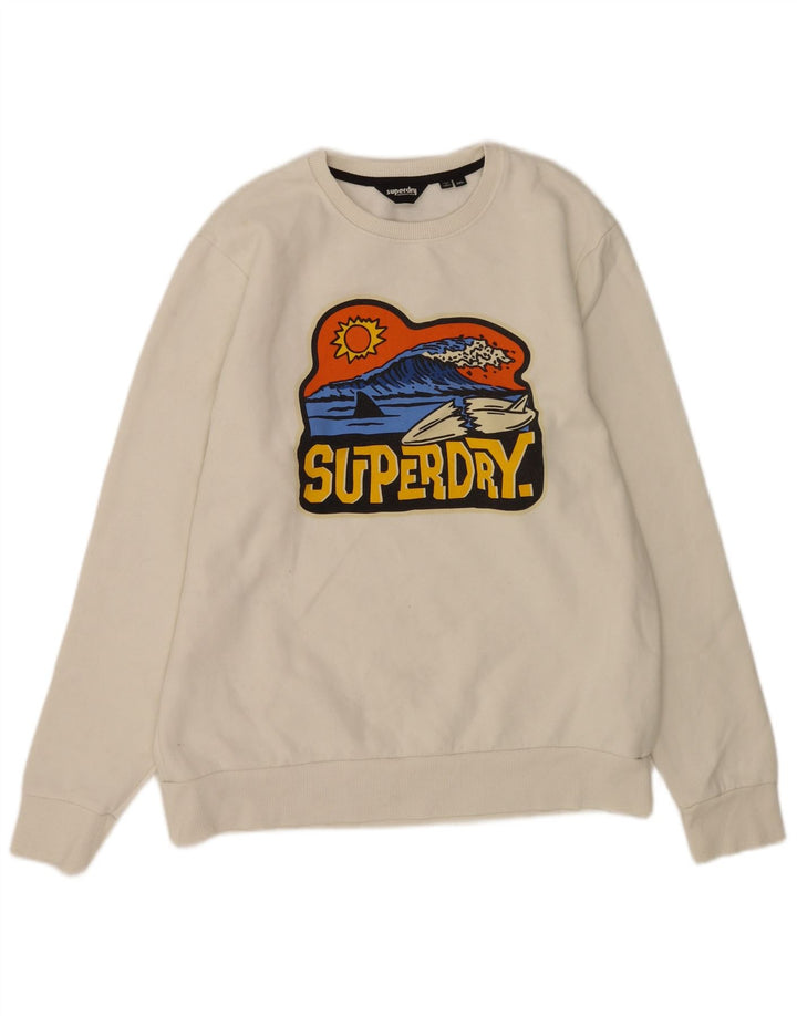 Superdry Mens Graphic Sweatshirt Jumper 2XL White Cotton