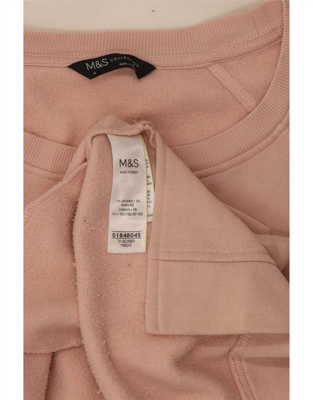 Marks & Spencer Womens Sweatshirt Jumper UK 14 Large Pink Cotton