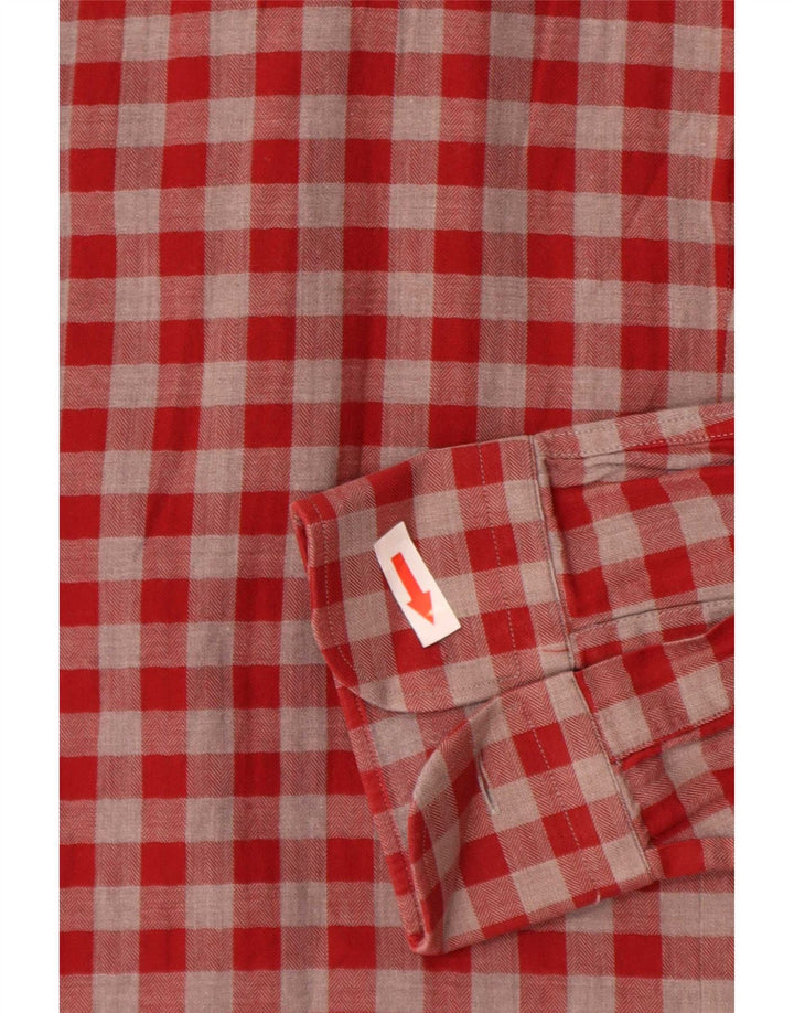 Zara Mens Slim Fit Shirt Small Red Gingham Cotton
