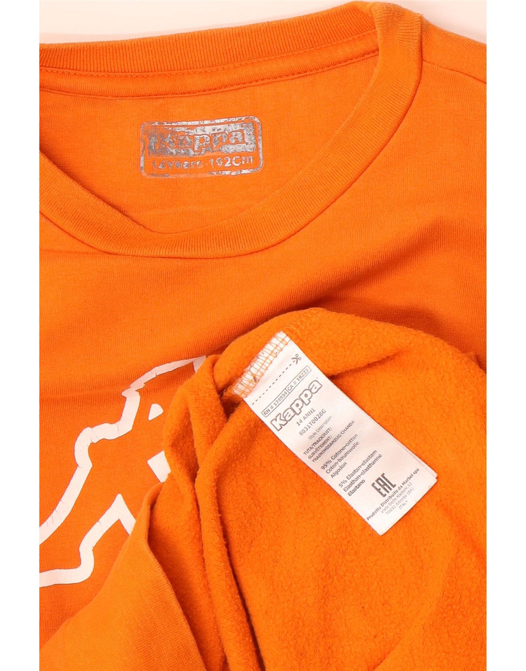 Kappa Boys Graphic Sweatshirt Jumper 13-14 Years Orange Cotton