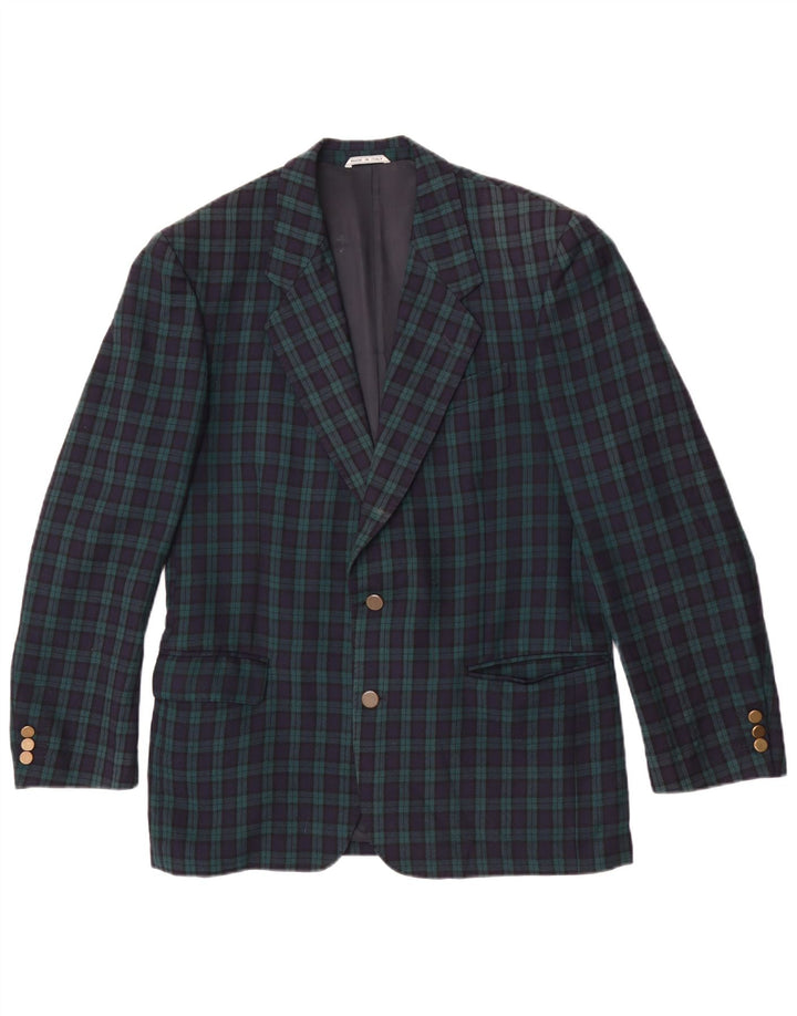 Highland Mens 2 Button Blazer Jacket IT 50 Large Green Check Wool