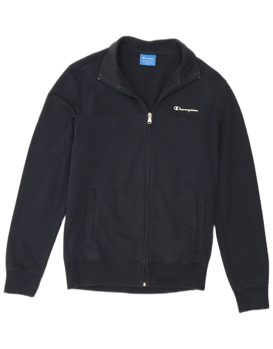 Champion Mens Tracksuit Top Jacket Small Navy Blue Cotton