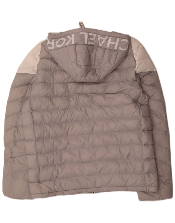MICHAEL KORS Mens Graphic Padded Jacket UK 40 Large Grey Colourblock