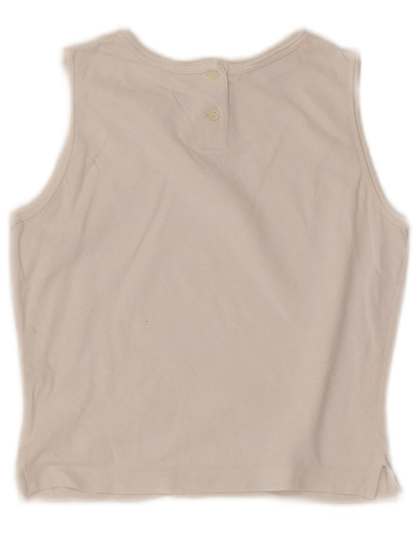Lacoste Womens Crop Vest Top Size 36 Small White Cotton