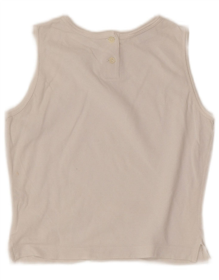 Lacoste Womens Crop Vest Top Size 36 Small White Cotton