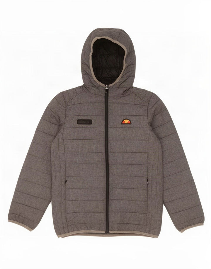 Ellesse Boys Hooded Padded Jacket 12-13 Years Grey Nylon