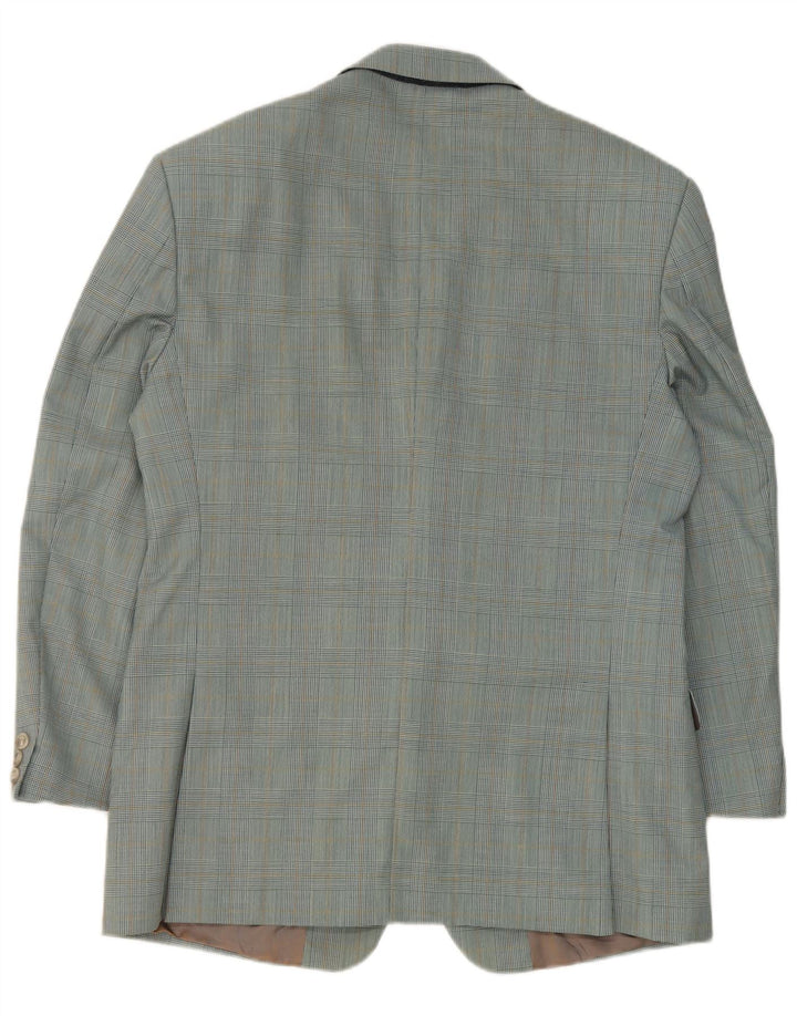 Vintage Mens 2 Button Blazer Jacket IT 50 Large Blue Check Virgin Wool