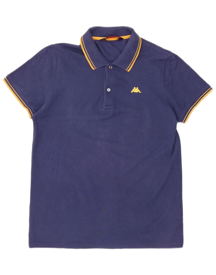 Kappa Mens Polo Shirt Large Navy Blue Striped Cotton