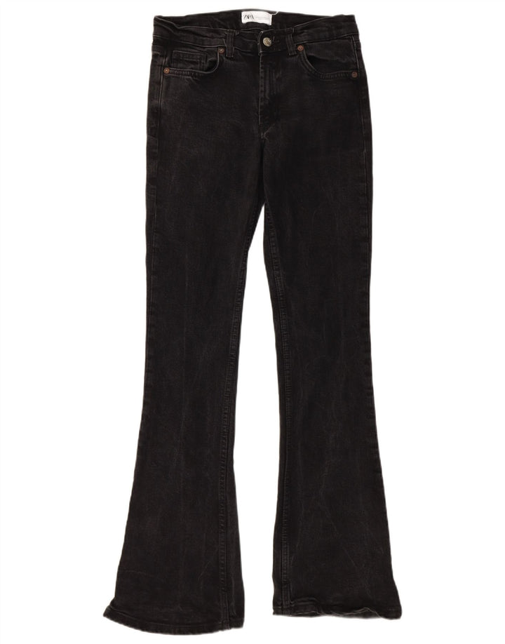 Zara Womens Flared Jeans EU 34 2XS W24 L30 Black Cotton