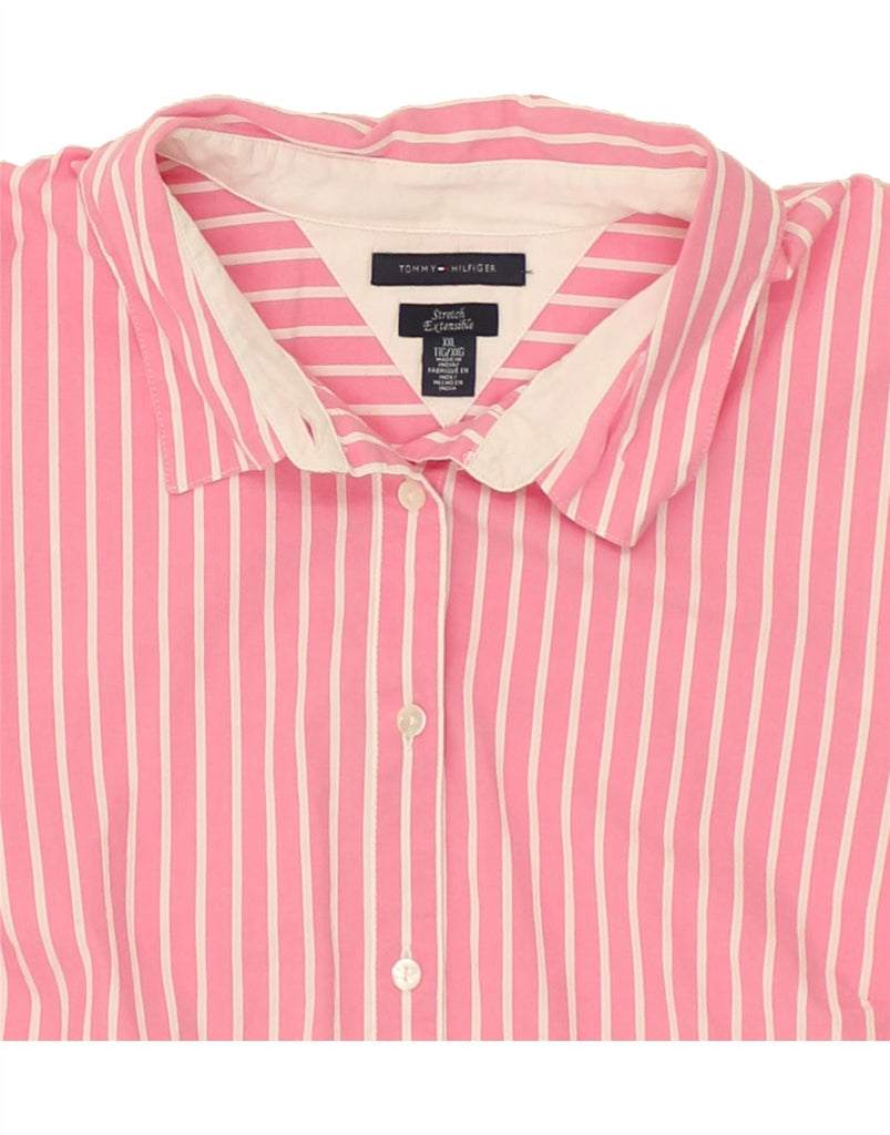 TOMMY HILFIGER Womens Stretch Shirt UK 20 2XL Pink Striped | Vintage Tommy Hilfiger | Thrift | Second-Hand Tommy Hilfiger | Used Clothing | Messina Hembry 