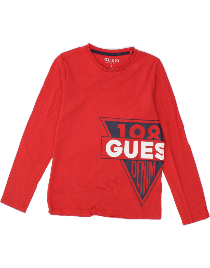 GUESS Boys Graphic Top Long Sleeve 7-8 Years Red Vintage Guess and Second-Hand Guess from Messina Hembry 