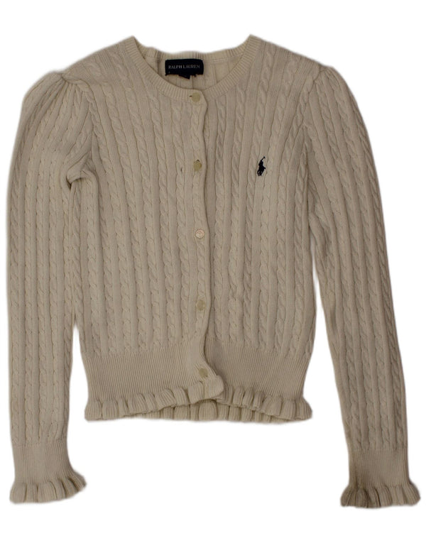 Ralph Lauren Girls Cardigan Sweater 5-6 Years Beige Cotton