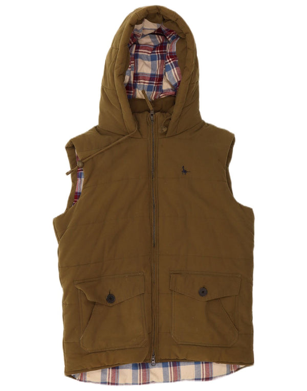 Jack Wills Mens Hooded Padded Gilet UK 38 Medium Khaki