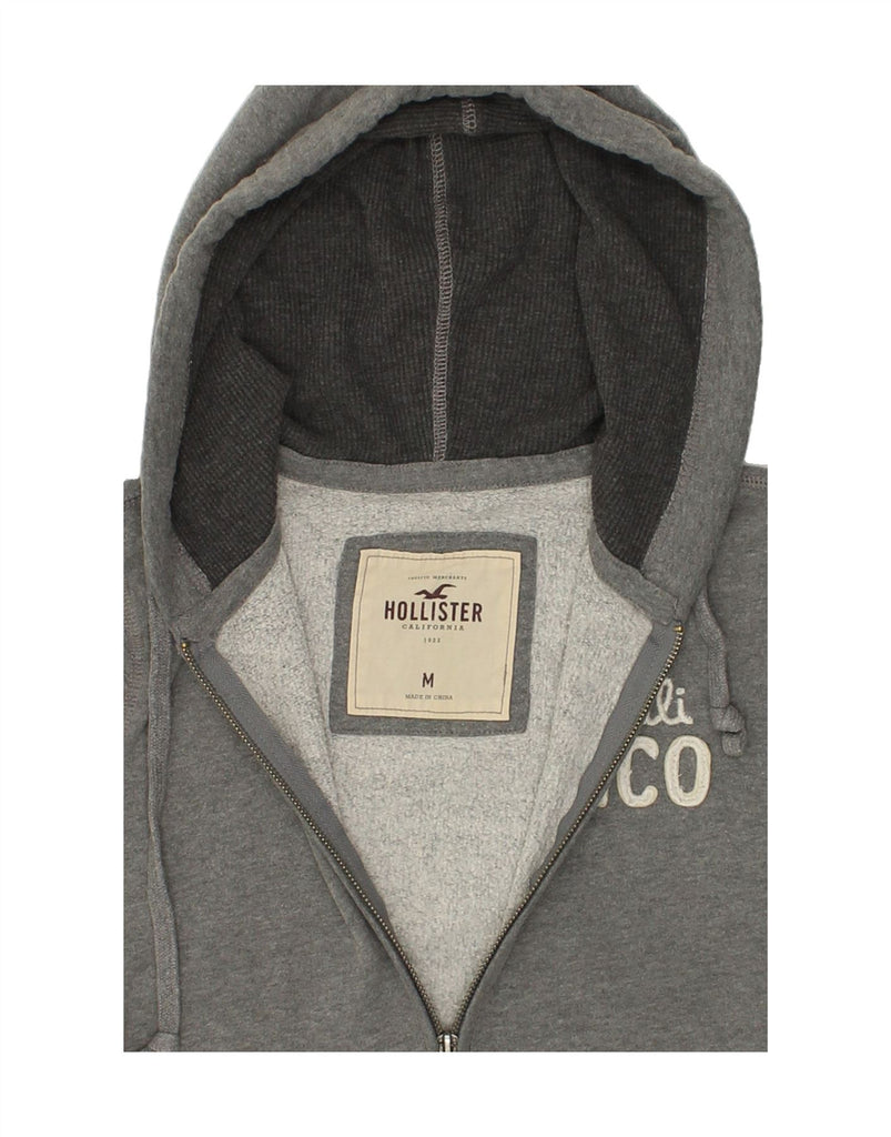 HOLLISTER Womens Graphic Zip Hoodie Sweater UK 12 Medium Grey Cotton | Vintage Hollister | Thrift | Second-Hand Hollister | Used Clothing | Messina Hembry 