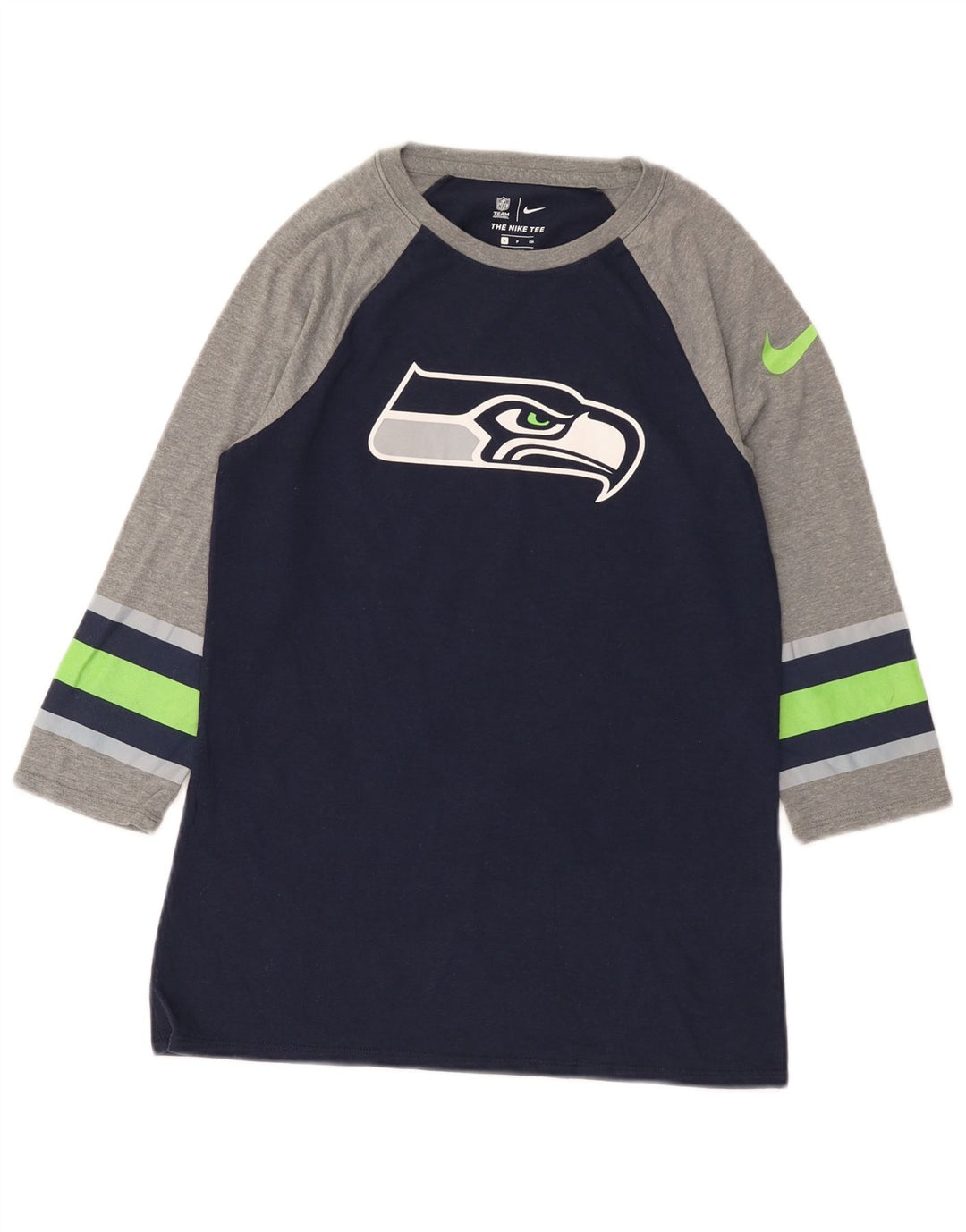Nike Mens Seattle Seahawks Graphic Top 3/4 Sleeve Small Navy Blue