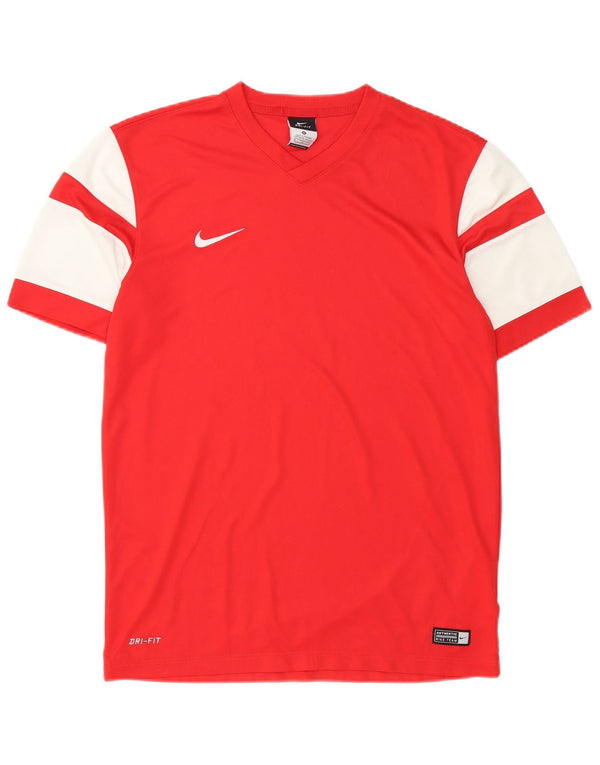 Nike Mens Dri Fit T-Shirt Top Medium Red Colourblock Polyester