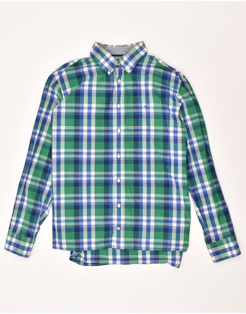 TOMMY HILFIGER Mens Custom Fit Shirt XL Green Check Cotton | Vintage Tommy Hilfiger | Thrift | Second-Hand Tommy Hilfiger | Used Clothing | Messina Hembry 