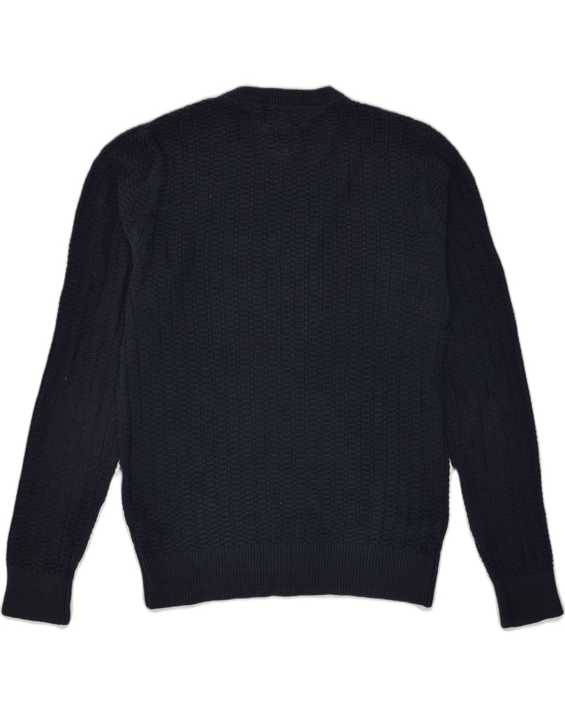 TOMMY HILFIGER Mens Crew Neck Jumper Sweater Medium Navy Blue Cotton | Vintage Tommy Hilfiger | Thrift | Second-Hand Tommy Hilfiger | Used Clothing | Messina Hembry 