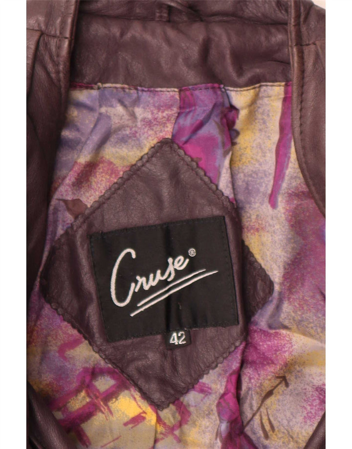 Cruse Womens Double Breasted Leather Blazer Jacket EU 42 Large Purple