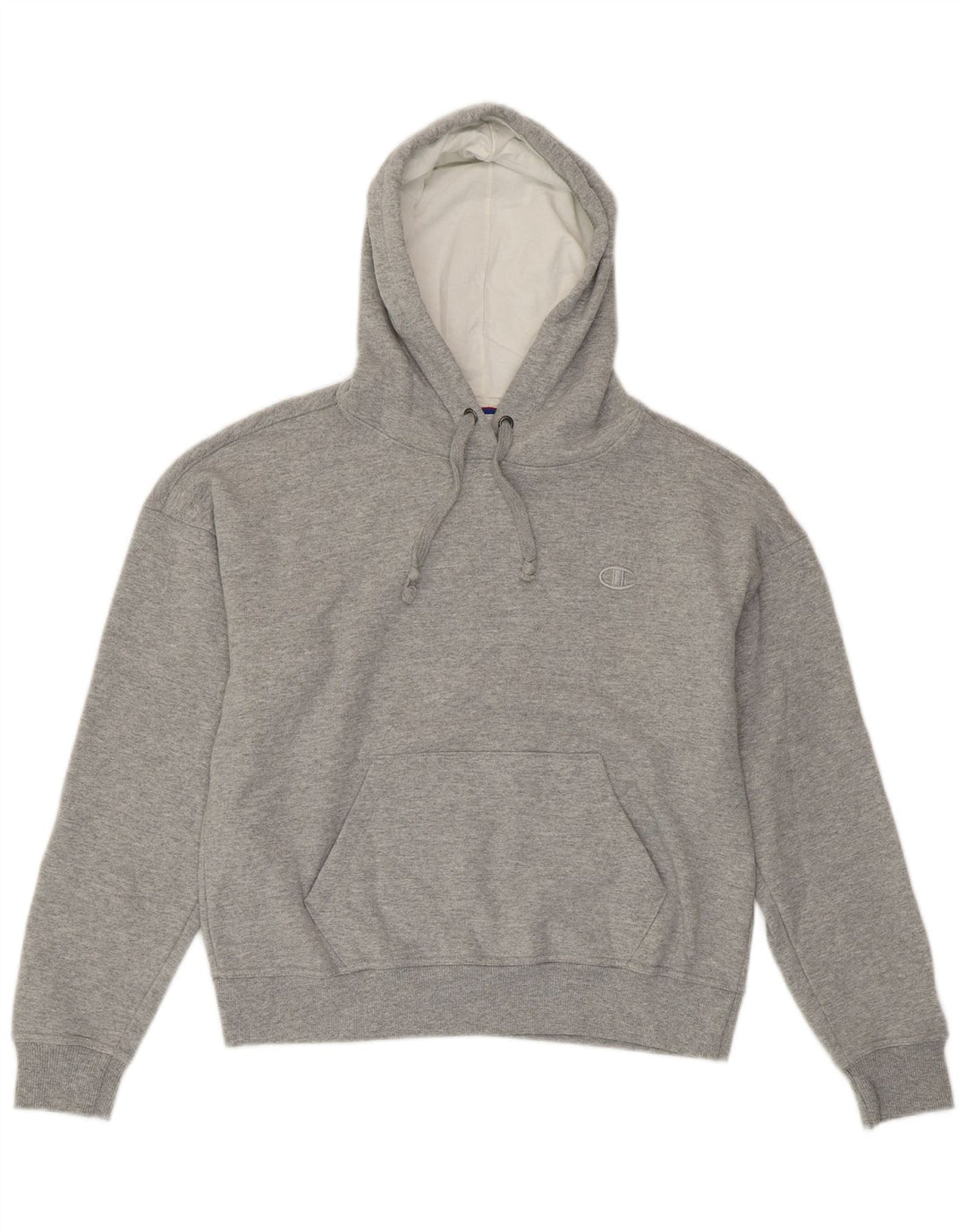 CHAMPION Womens Oversized Hoodie Jumper UK 6 XS Grey Cotton
