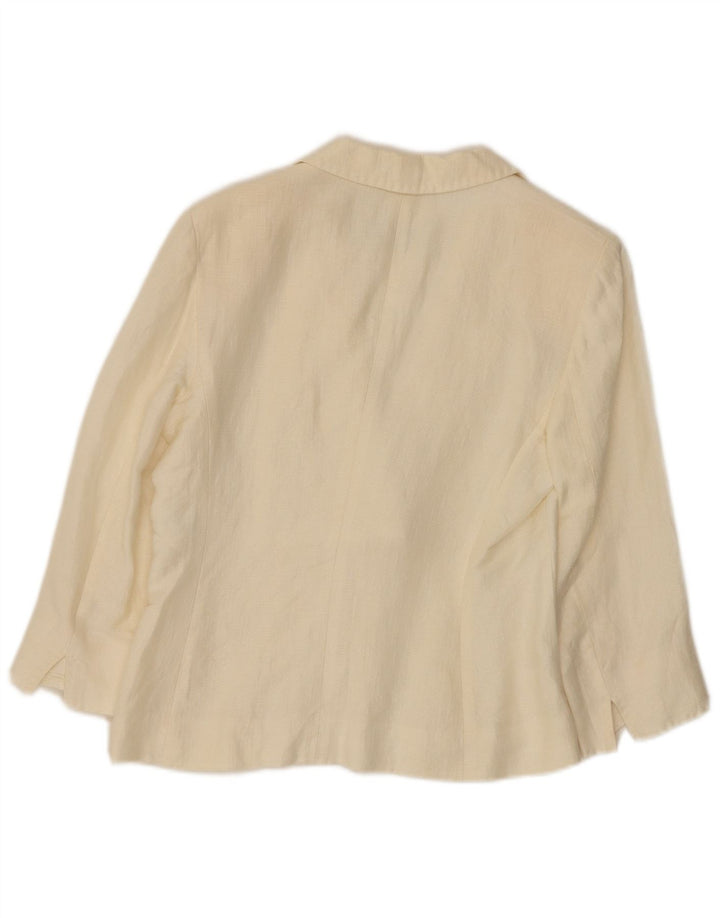 Max Mara Womens 3 Button 1 Button Blazer Jacket UK 10 Small Off White Linen
