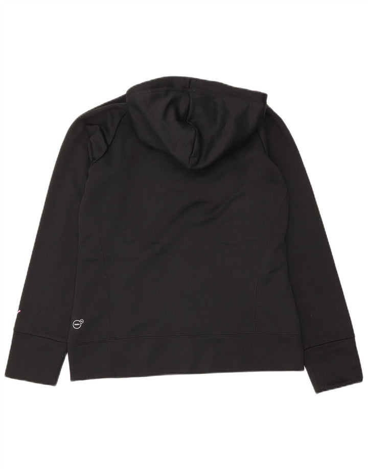 PUMA Womens Graphic Hoodie Jumper UK 12 Medium Black Polyester