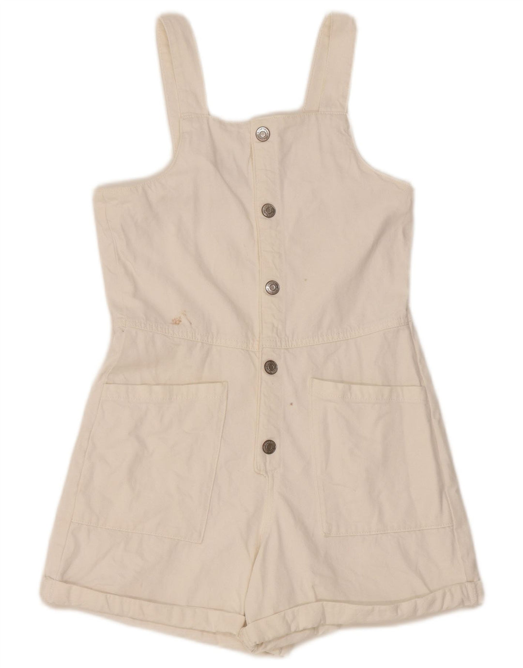Zara Girls Denim Playsuit 13-14 Years White Cotton