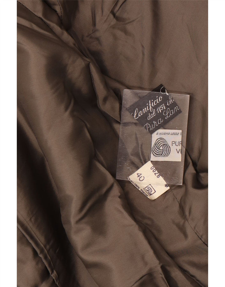 Vintage Womens Overcoat IT 40 Small Brown Herringbone Wool