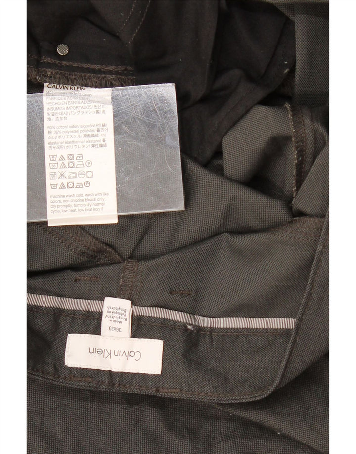 CALVIN KLEIN Mens Slim Fit Casual Trousers W36 L30 Black Cotton