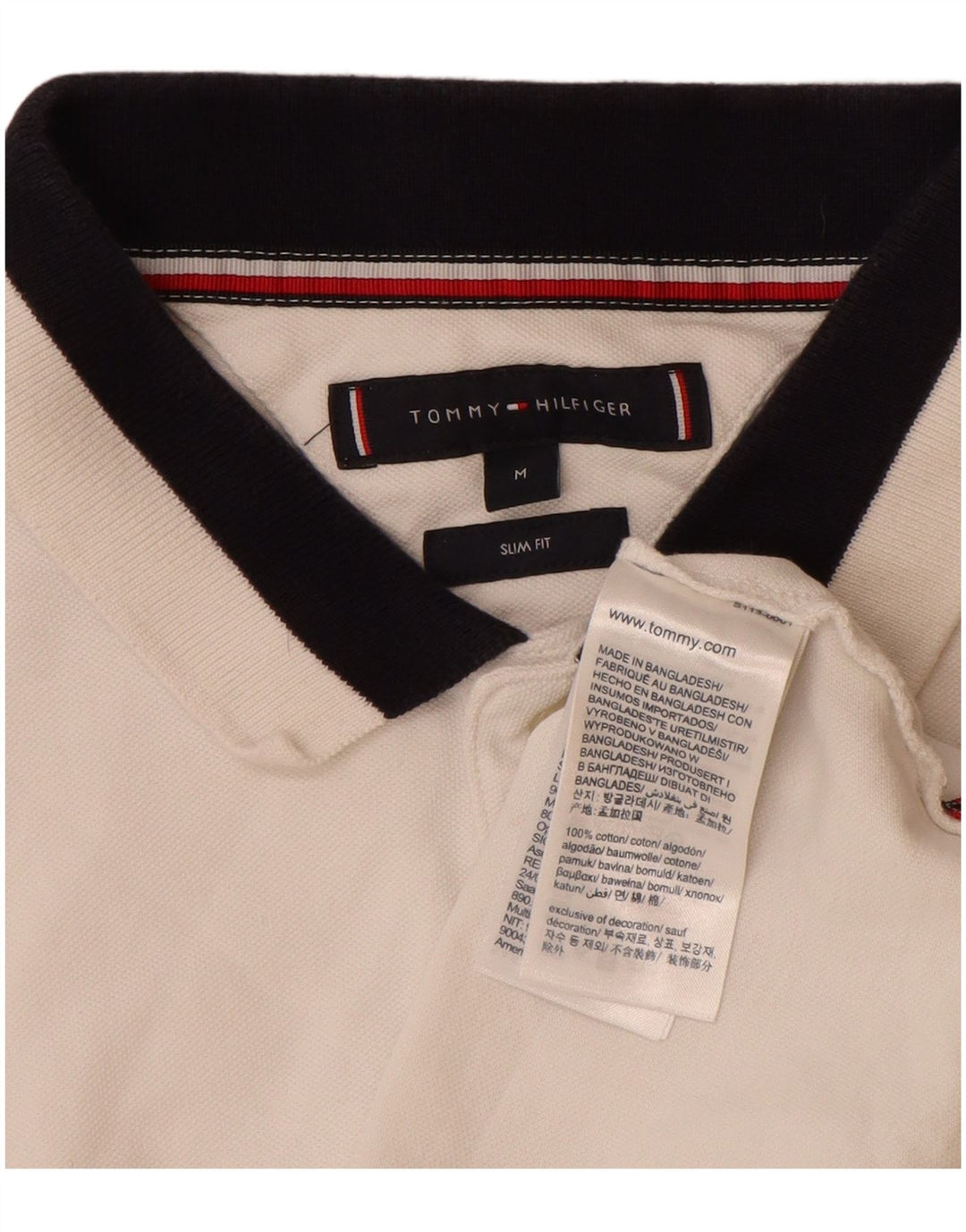 Tommy Hilfiger Mens Slim Fit Polo Shirt Medium White Cotton