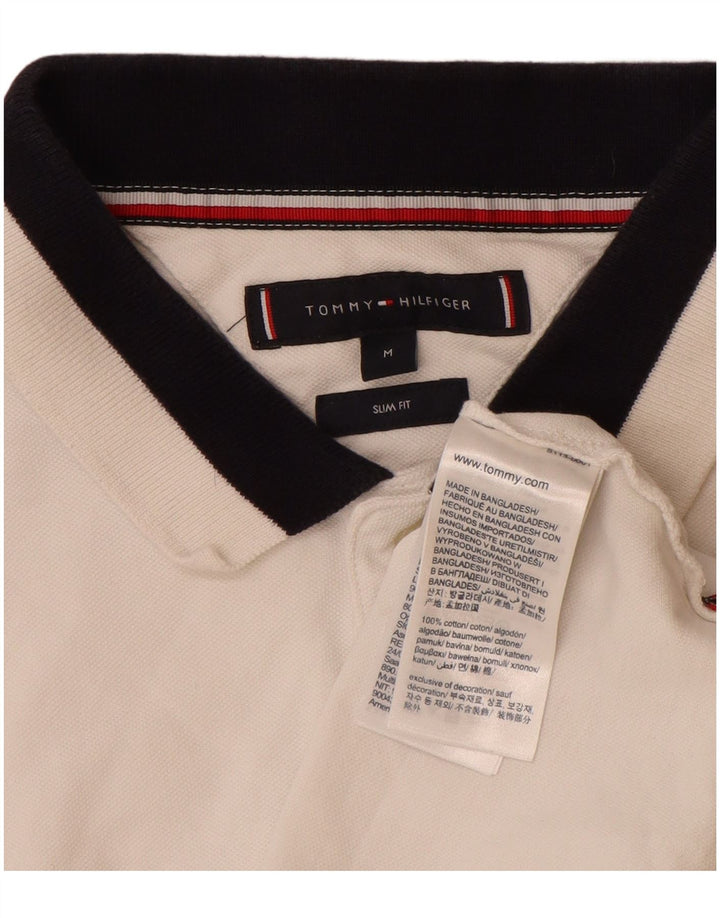 Tommy Hilfiger Mens Slim Fit Polo Shirt Medium White Cotton