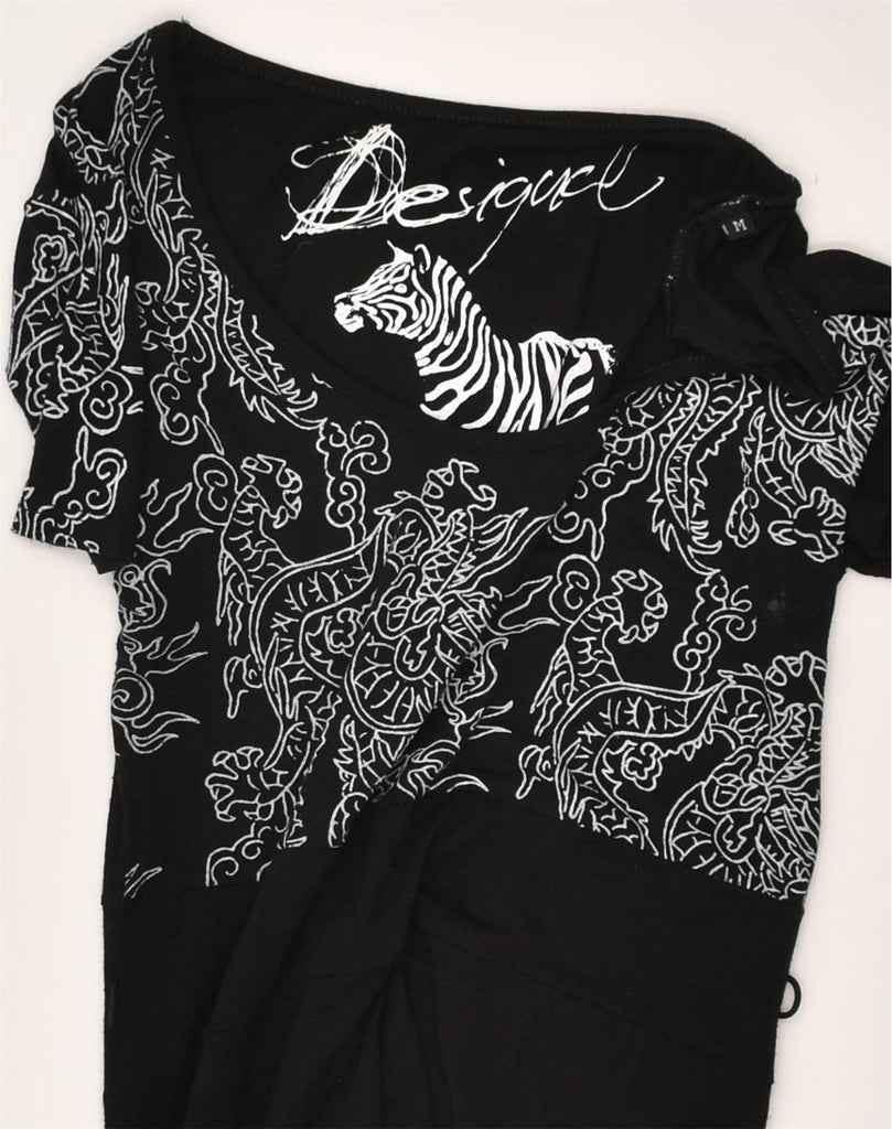 DESIGUAL Womens Graphic A-Line Dress UK 12 Medium Black Paisley | Vintage Desigual | Thrift | Second-Hand Desigual | Used Clothing | Messina Hembry 