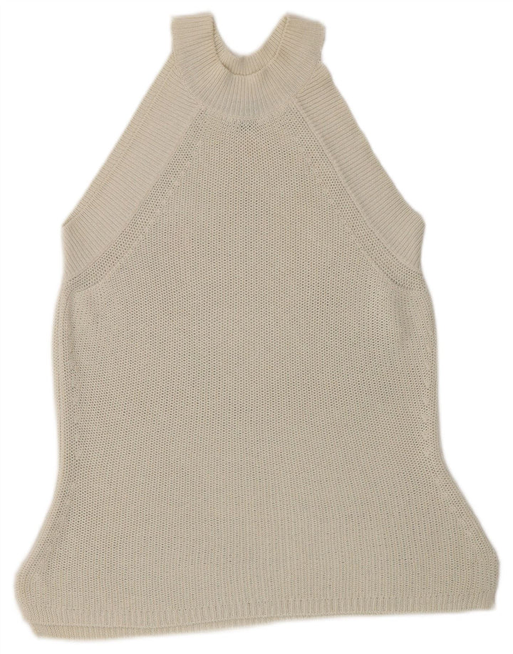 Massimo Dutti Womens Knit Halter Top UK 10 Small Off White