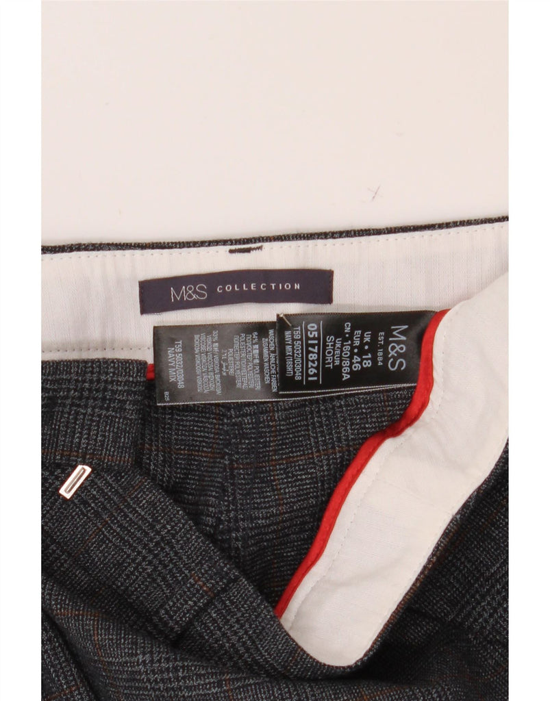 MARKS & SPENCER Womens Slim Cropped Trousers UK 18 XL W36 L24 Grey Check Vintage Marks & Spencer and Second-Hand Marks & Spencer from Messina Hembry 